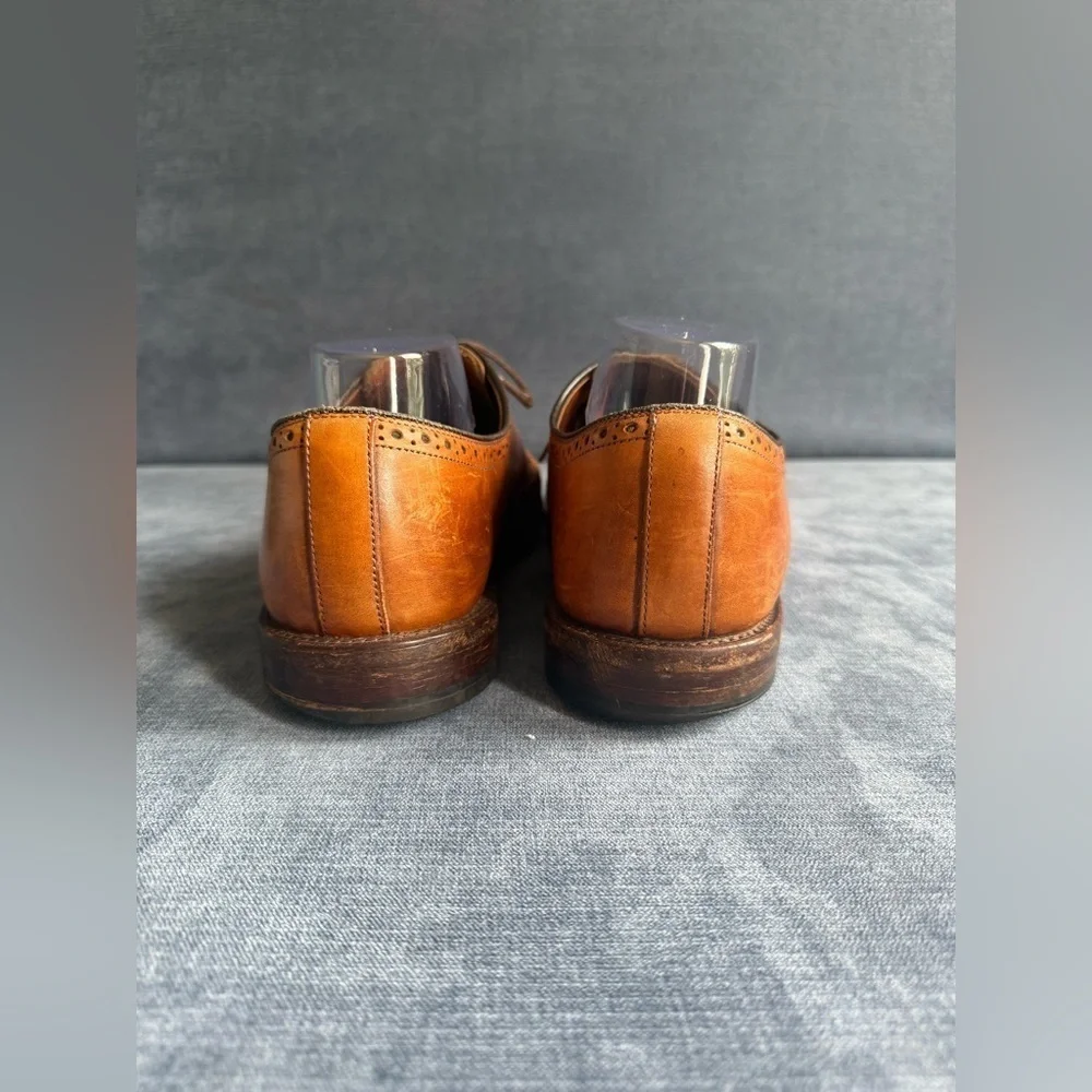 Men’s Brown Leather Wingtip Lace Up Oxford Dress Shoes SZ 10.5 SoleTech Soles
